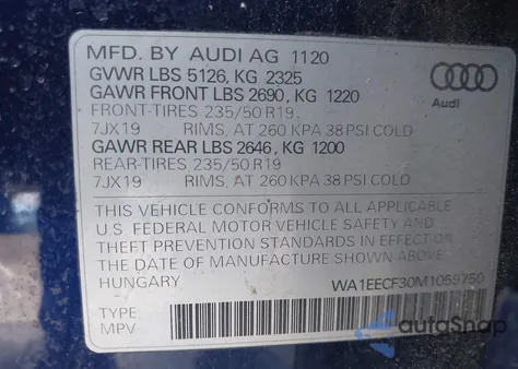 2021 Audi Q3 Premium Plus 45 Tfsi S Line Quattro Tiptronic from USA, damaged, VIN WA1EECF30M1059750